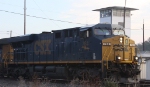 CSX 764 leads a southbound train at CO tower